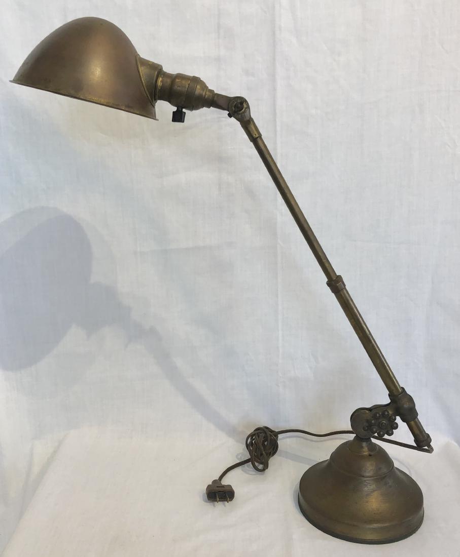 O.C. White Desk Lamp Signed and Original: Excellent vintage industrial desk or bench lamp by O C White. 31" overall H, 6.5W" across base, 7" across shade. Mid century, all original.