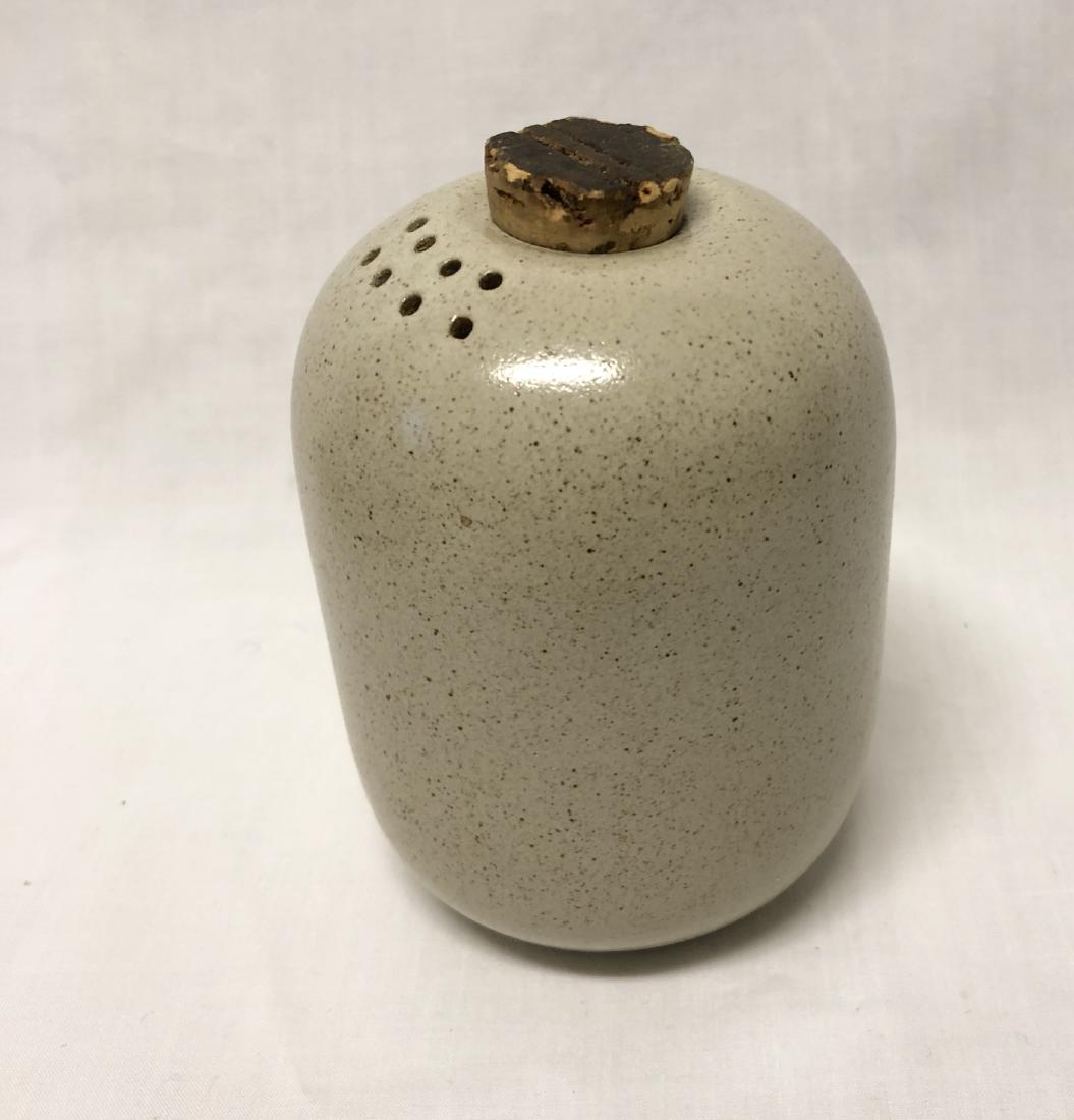 Edith Heath Ceramics Shaker in Sand: Vintage Heath Ceramics large shaker in Sand speckled pattern. Original cork in place.