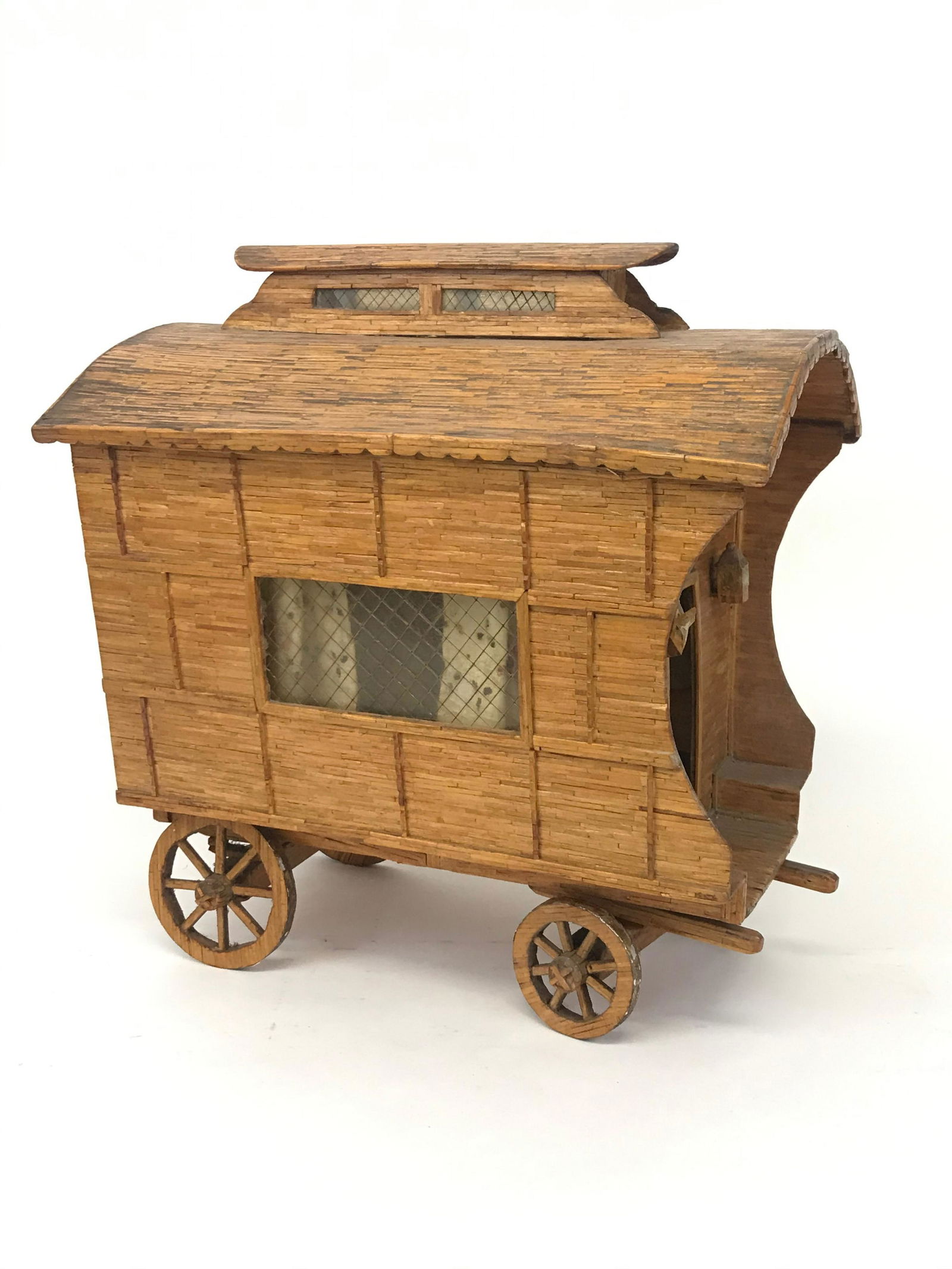 Folk Art Matchstick Gypsy Wagon (1 of 5)