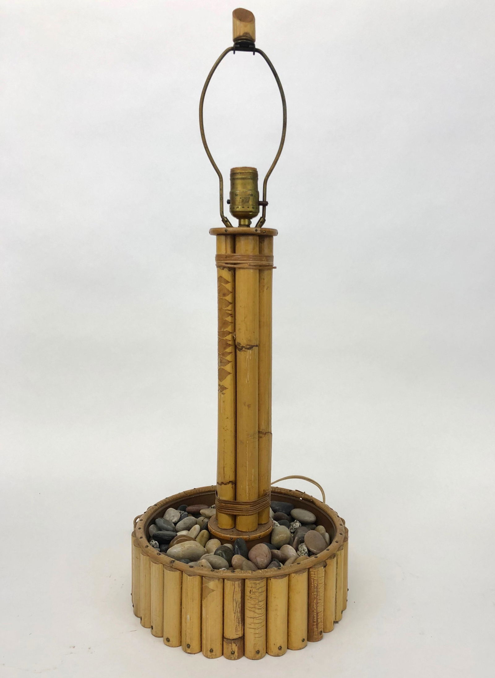 Vintage Mid Century Bamboo Lamp with Rocks (1 of 1)