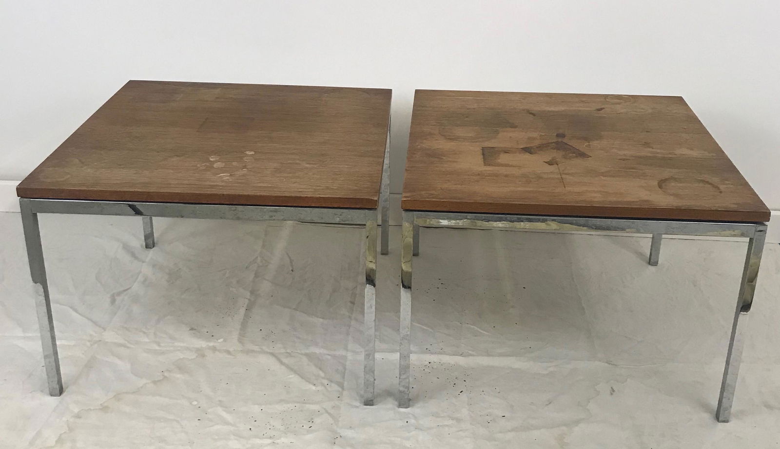 Pair Knoll Chrome and Wood Side Tables (1 of 5)