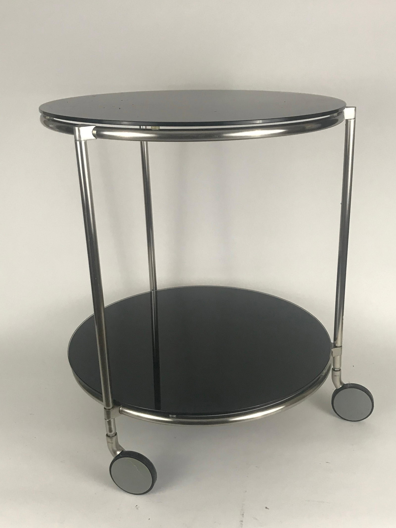 Post Modern 2 Tier Trolley Cart: Post Modern 2 tier trolly with chrome & black laquer