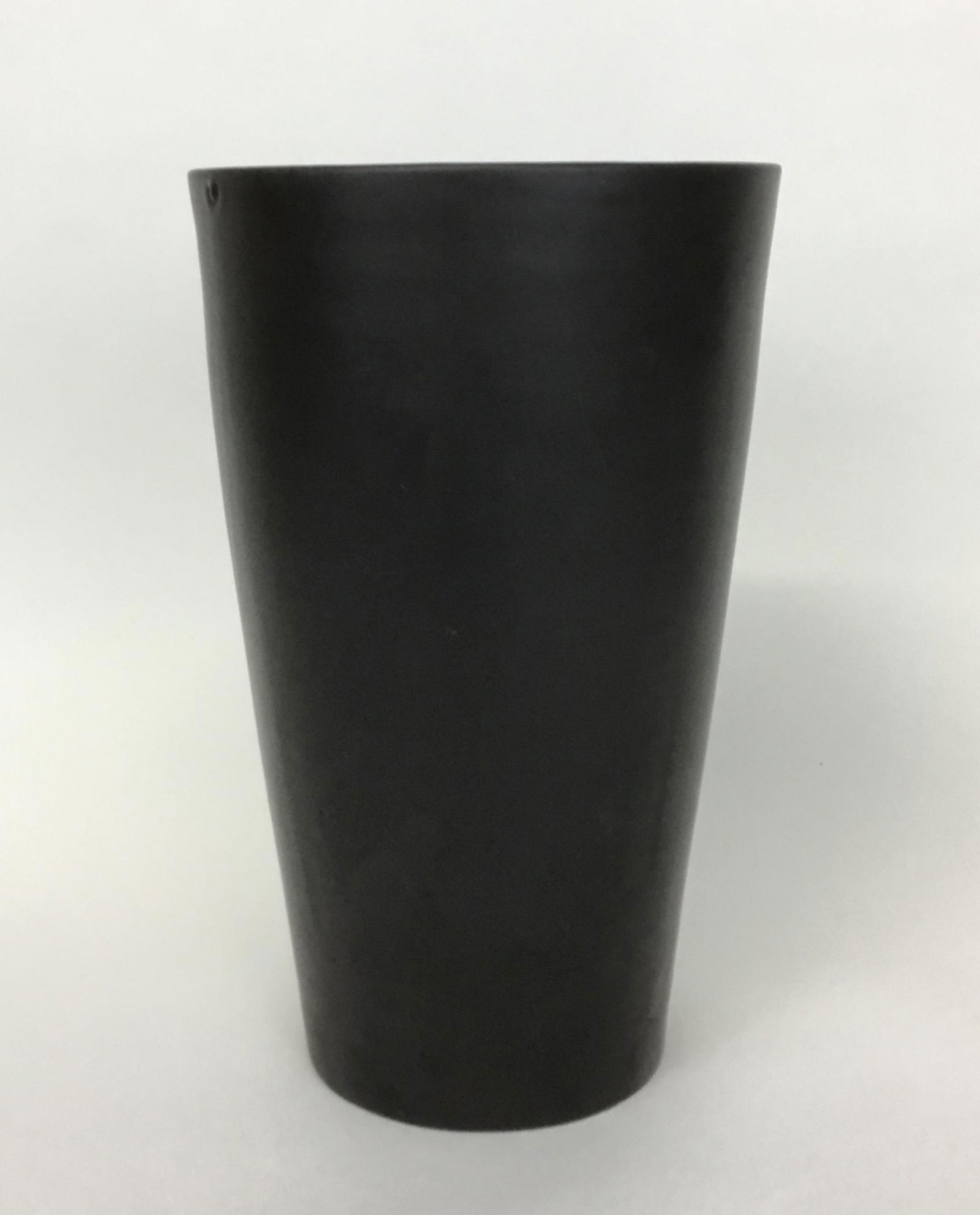 Large French Ceramic Vase Andre Baud Vallauris: Large, simple and modern form pottery vase in a deep brown/black matte glaze marked Andre Baud and Vallauris. 8" in diameter and 13" tall.
