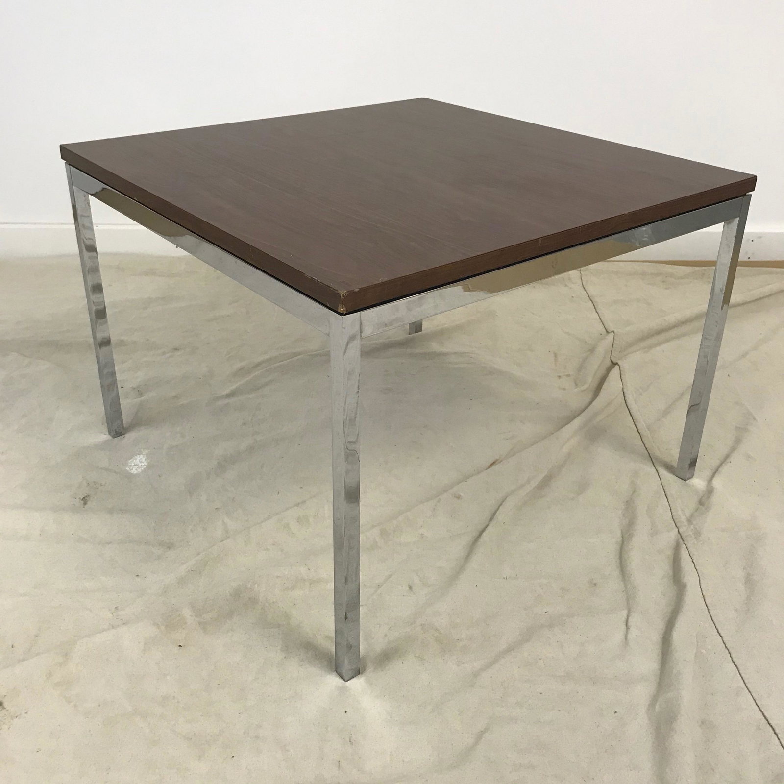 Knoll Chrome End Table: Chrome and Laminate end table by Knoll. 24" x 24" x 17"