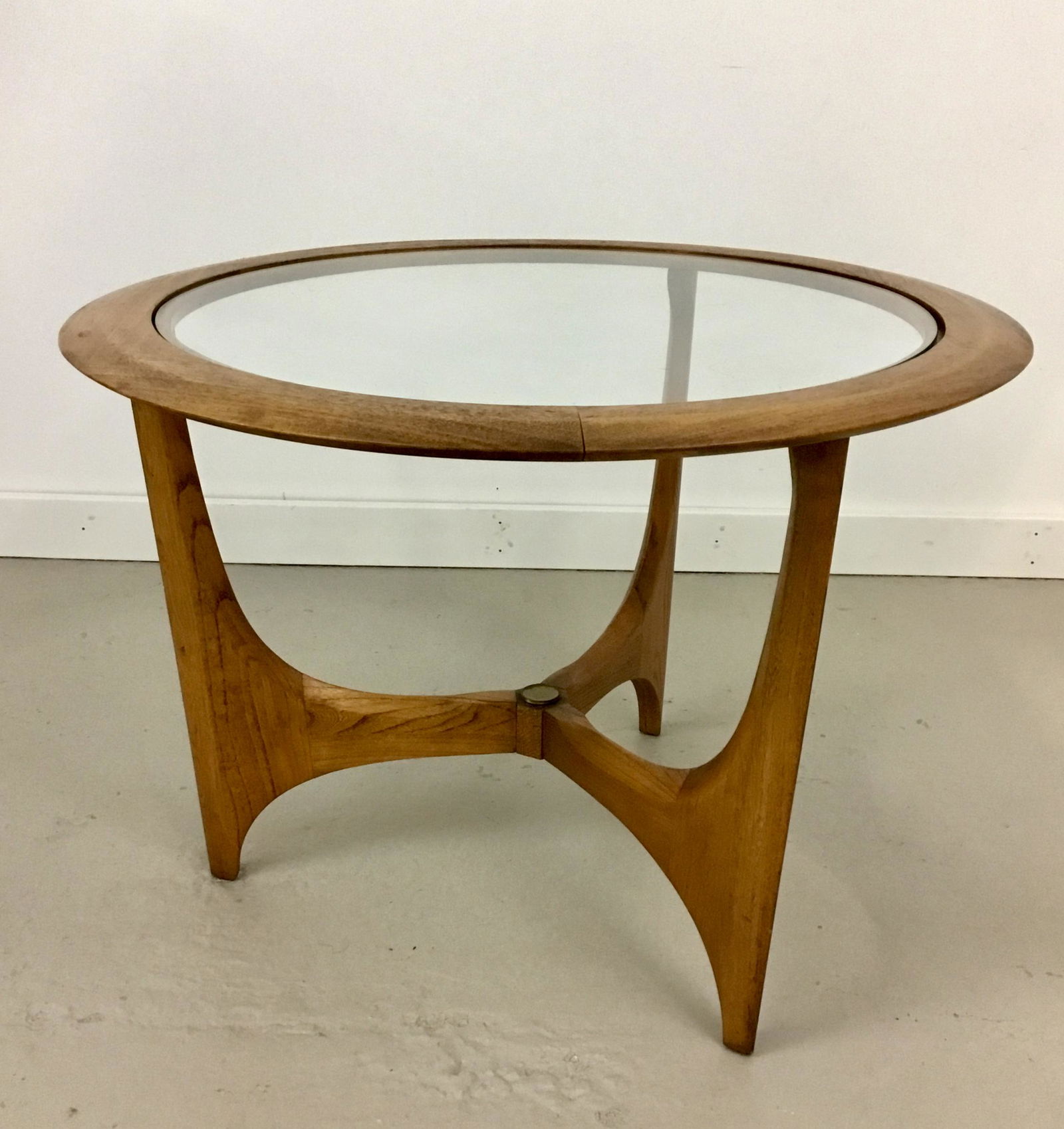 Adrian Pearsall for Lane Round Stand: Nice little round Lane stand designed by Pearsall. Glass top. 28" across and 19.5" tall.