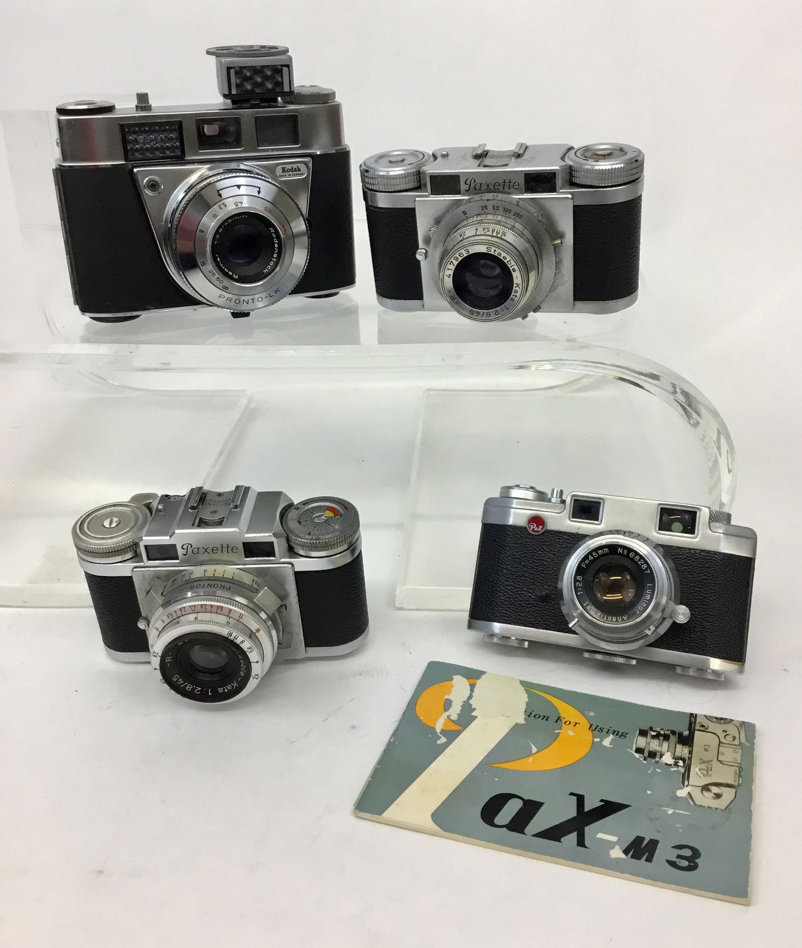 Four Mid Century Cameras Pax Paxette Kodak 35mm (1 of 7)
