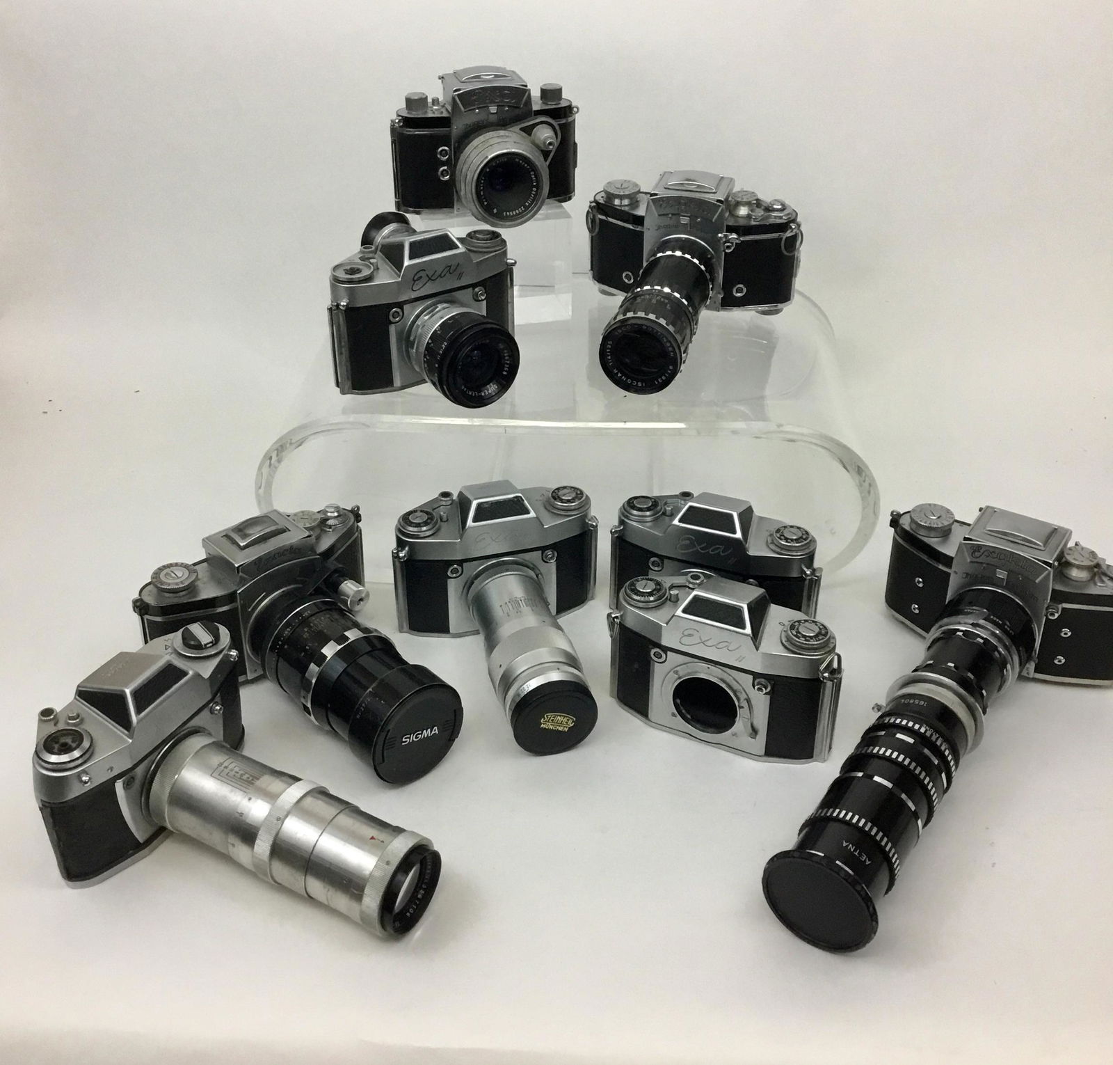 Lot of Nine Vintage Exakta Exa 35mm Camera and Lens (1 of 11)