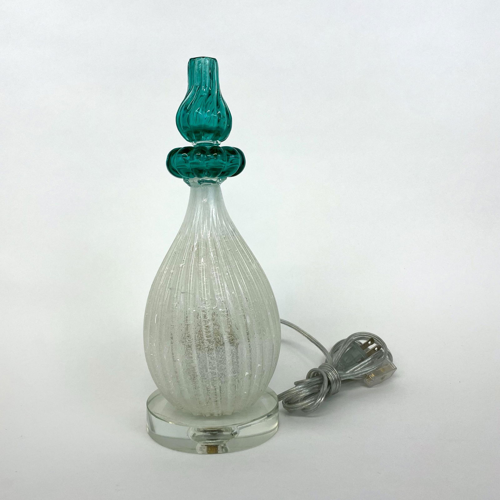 Crystal and Blue Glass Boudoir Lamp (1 of 6)