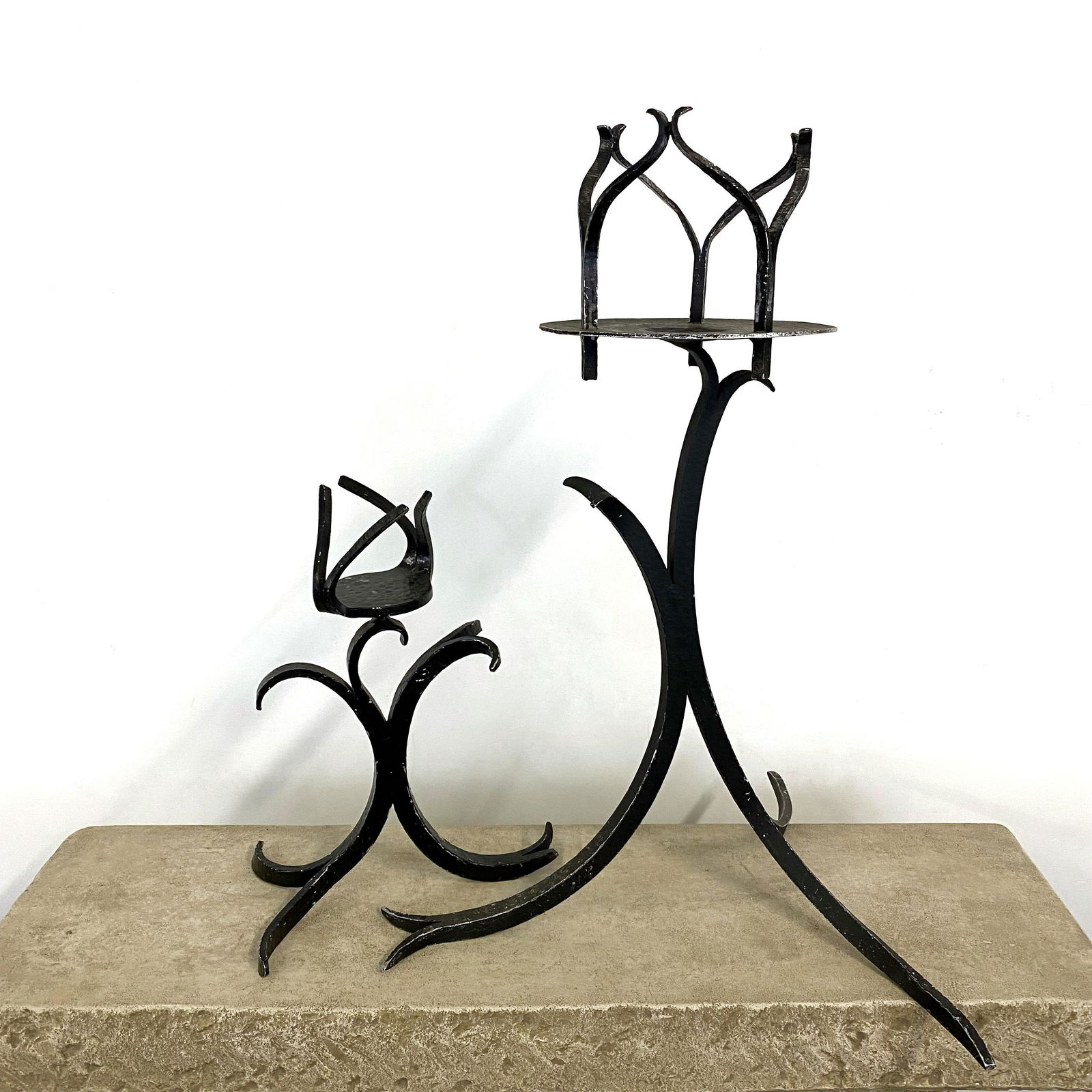 Vintage Artisan Made Aluminum Curvy Plant Stands (1 of 6)