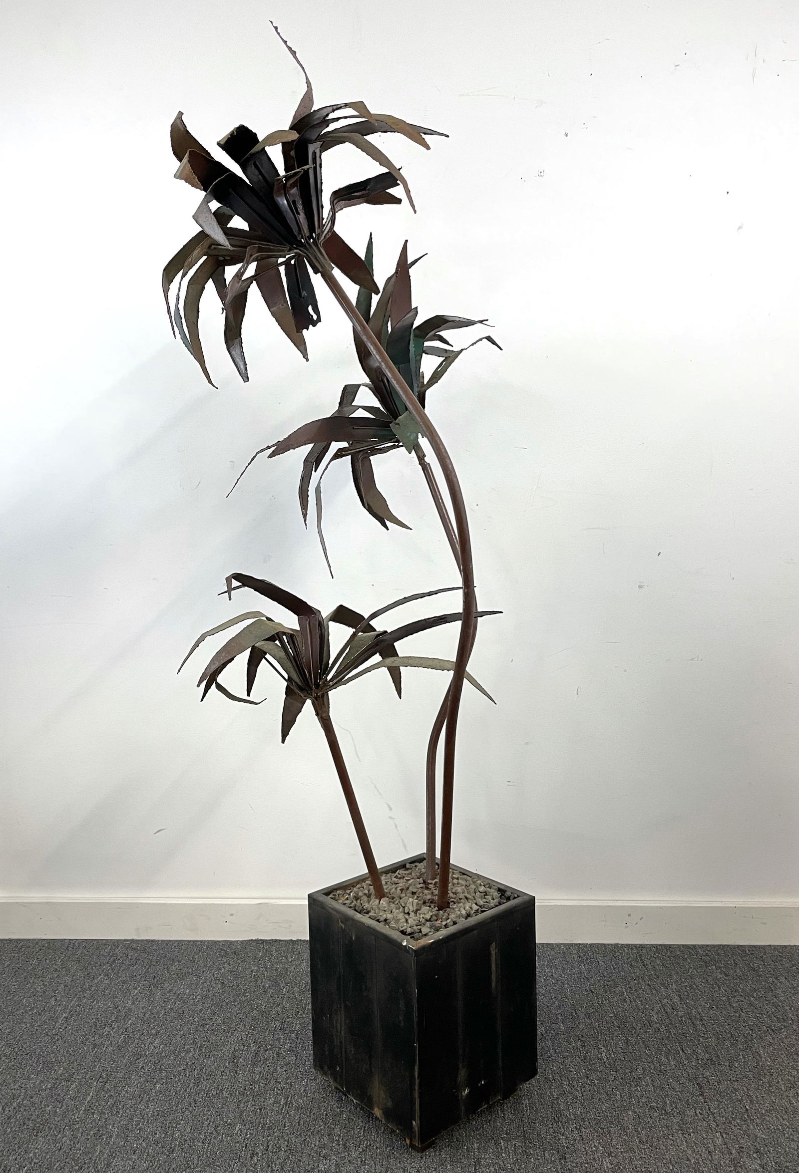 Jere Style Large Metal Potted Plant Brutalist (1 of 5)