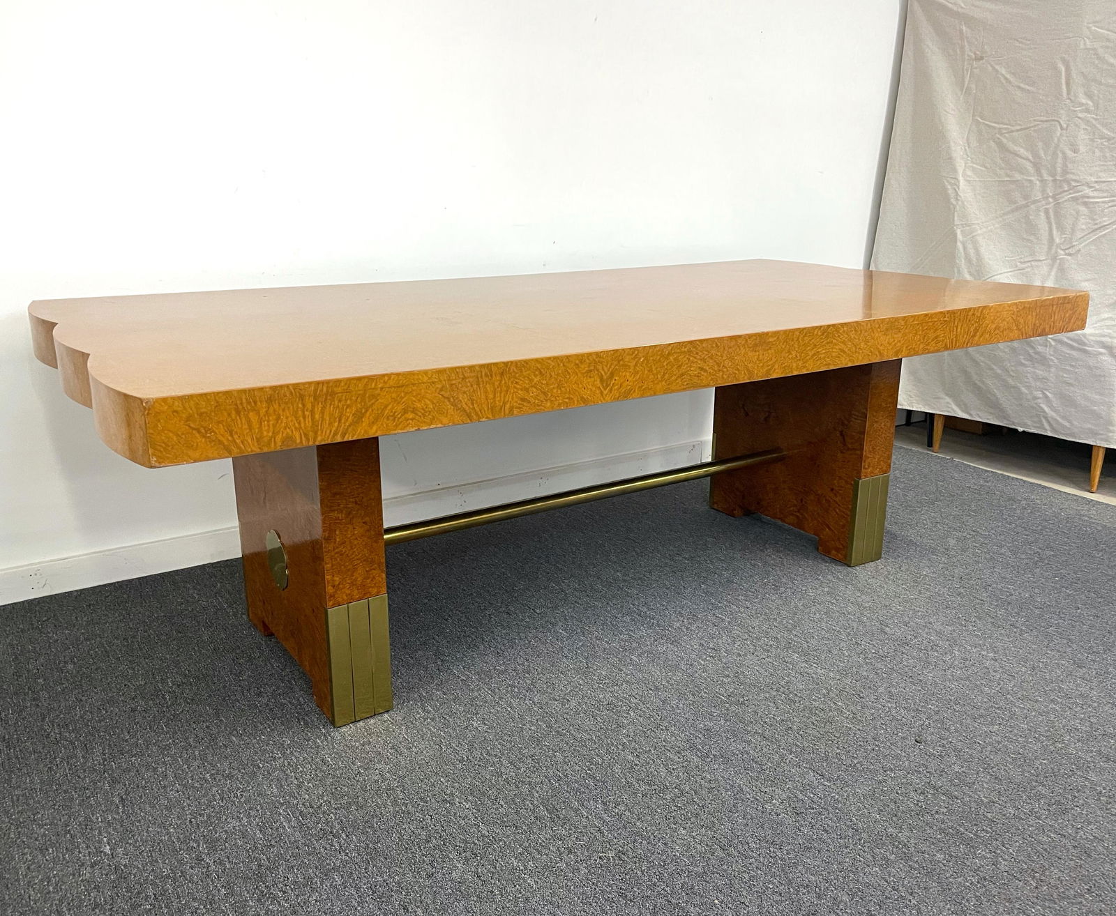Roger Bal Art Deco Burl and Brass Dining Table (1 of 3)