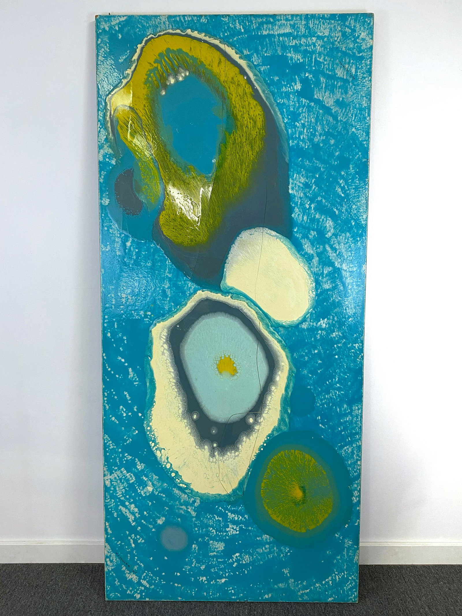 Anita Weschler Painting: Anita Weschler (1903-2000) NYC artist sculptor and painter. This painting is an example of a technique that she invented, using plastic resins and synthetic glazes. This piece is painted on a hollow c