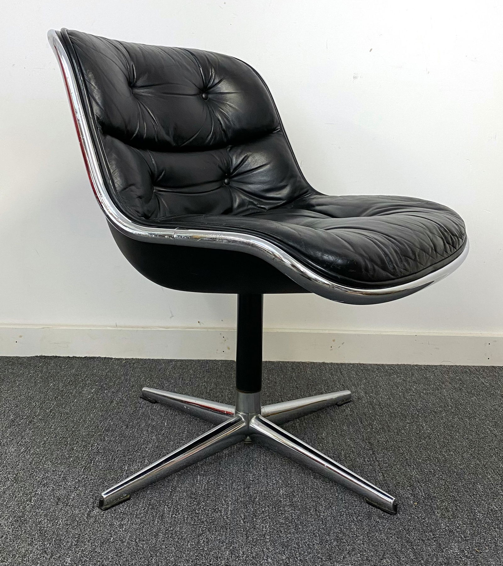 Knoll Pollock for Knoll Chair in Black Leather (1 of 6)