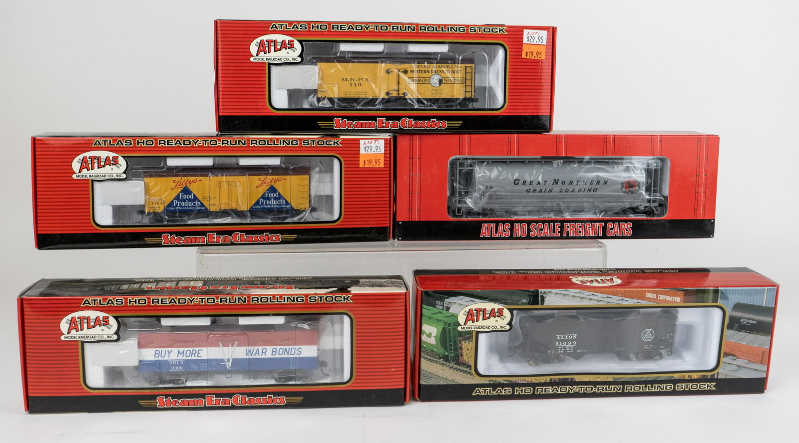 Five Vintage Atlas HO Rolling Stock 6309 1464 61099 119 171035 in Boxes (1 of 3)