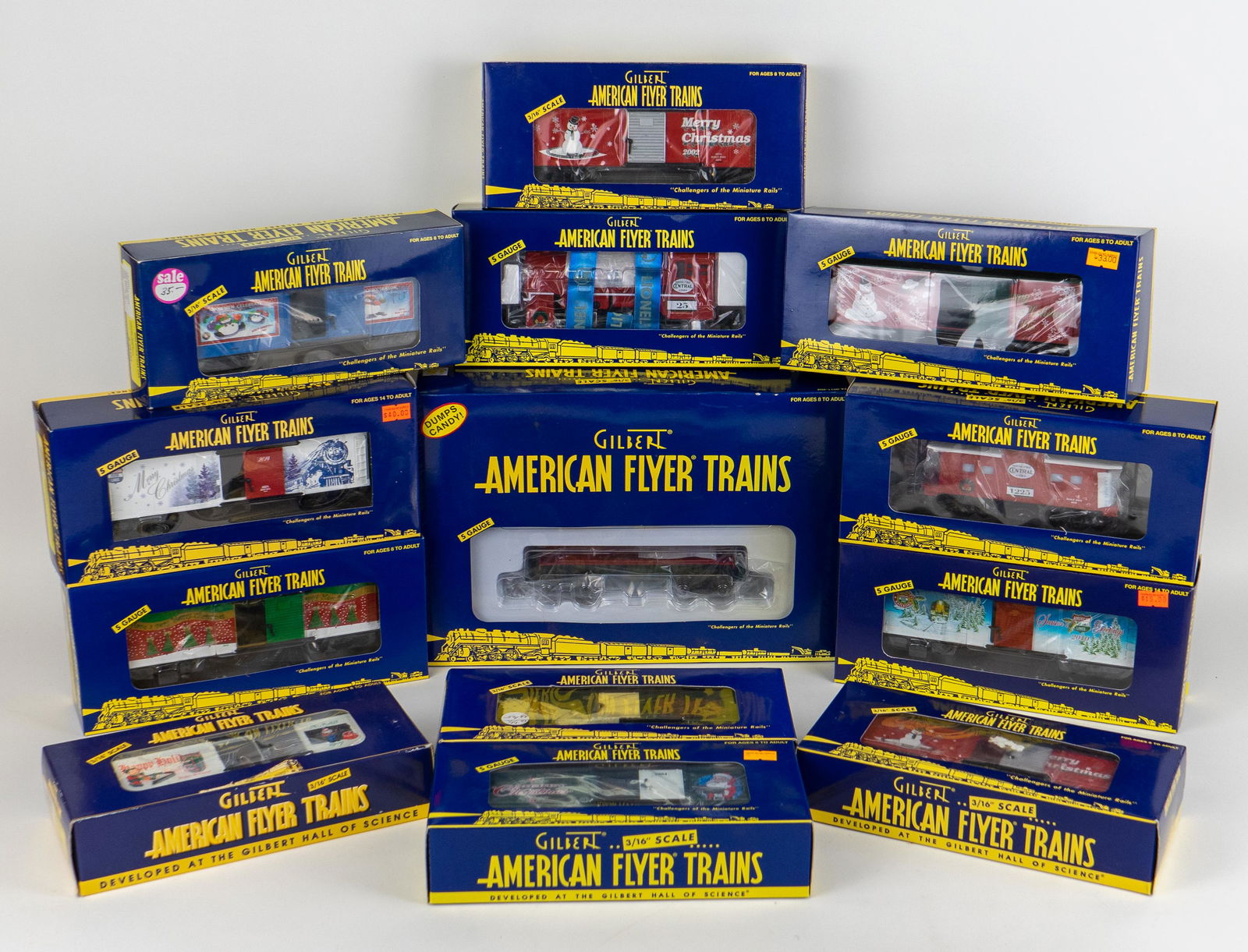 Lot of 14 Gilbert American Flyer Trains 3/16 Scale Christmas/Holiday Trains Caboose Boxcars (1 of 7)