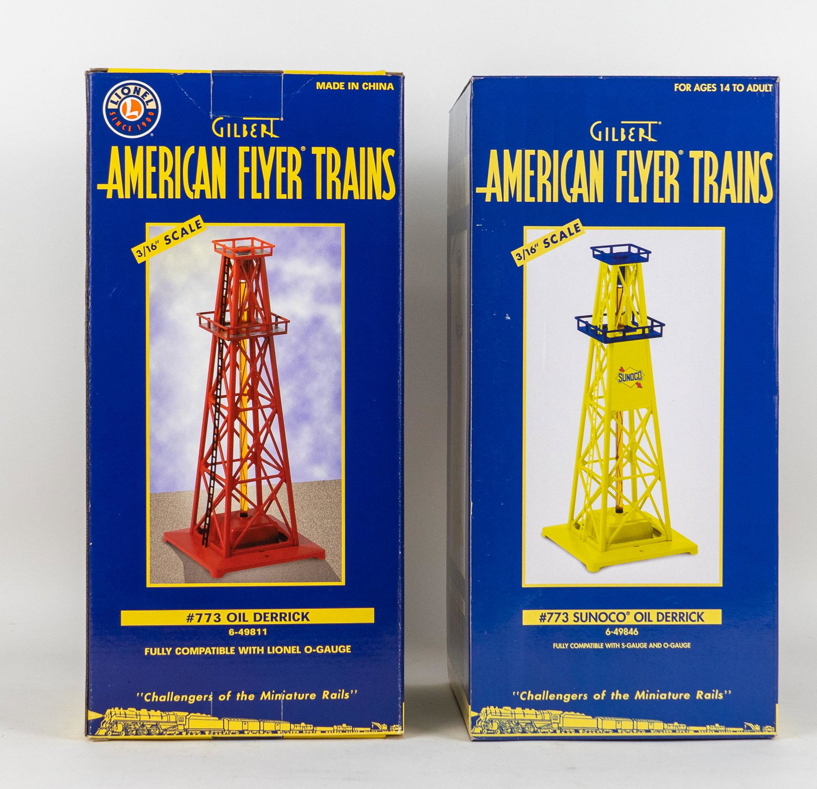 Lot of 2 American Flyer Trains Fully Compatible w/ S and O Scale RR Sunoco Oil Derrick (1 of 4)
