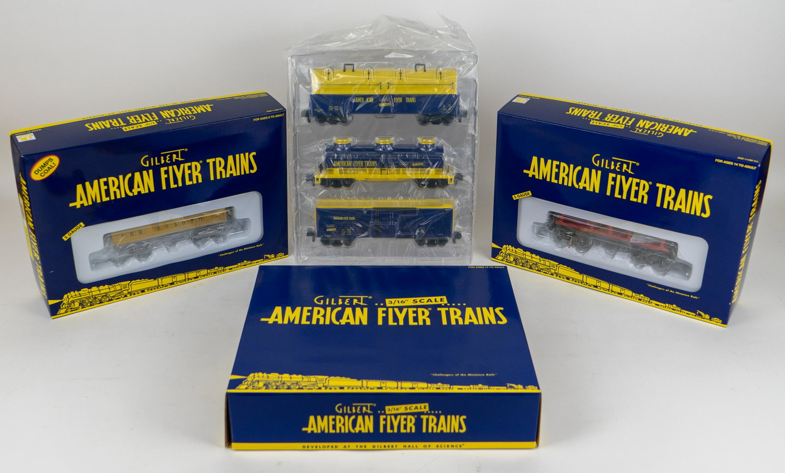 Lot of 3 Boxes of American Flyer Train RR Cars S Gauge Log Dump Car Coal Dump Car Tank Car Stock Car (1 of 5)