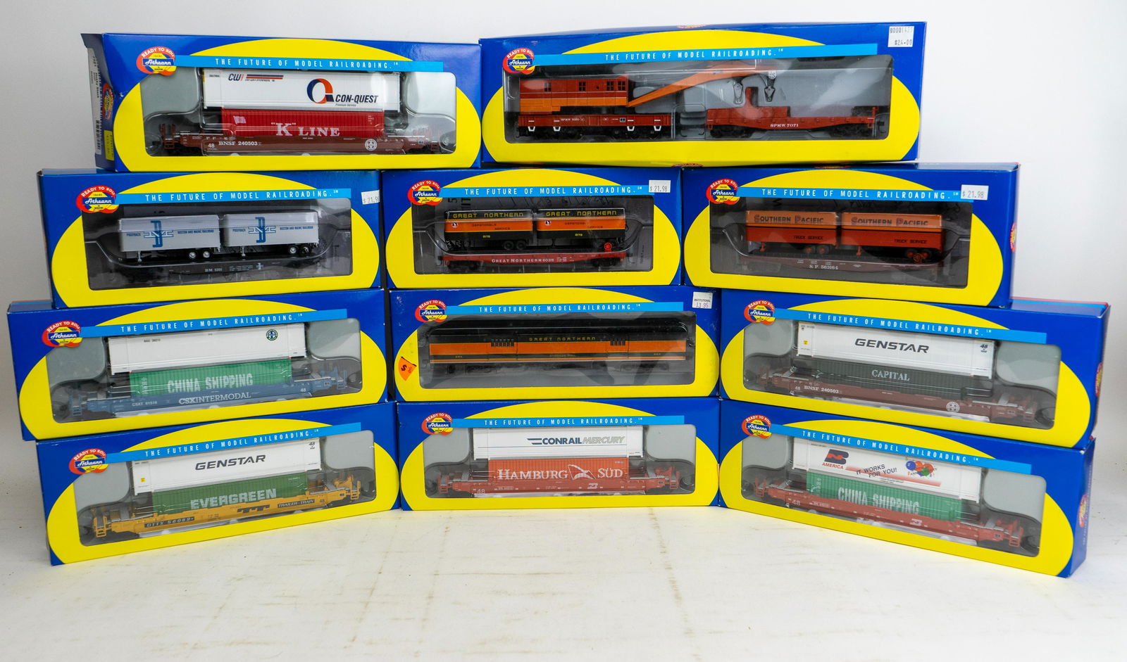 Lot of 11 Athearn New in Package Model Train Cars Husky Stack and more (1 of 8)