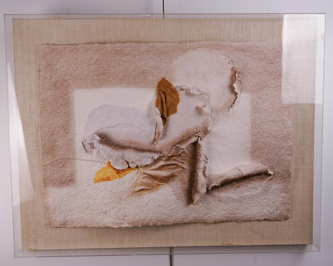 Handmade Paper Art in Deep Lucite Frame (1 of 6)