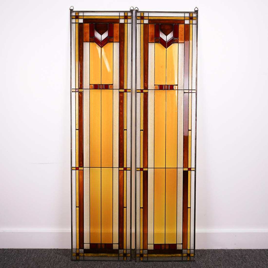 Pair Decorative Panels Mission Style Glass (1 of 3)