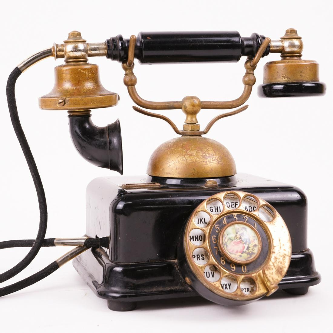 Antique Telephone Enamel and Brass (1 of 9)