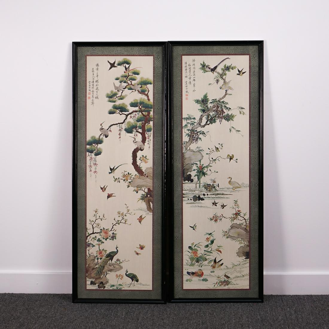 Pair of Japanese Panels in Frames (1 of 4)