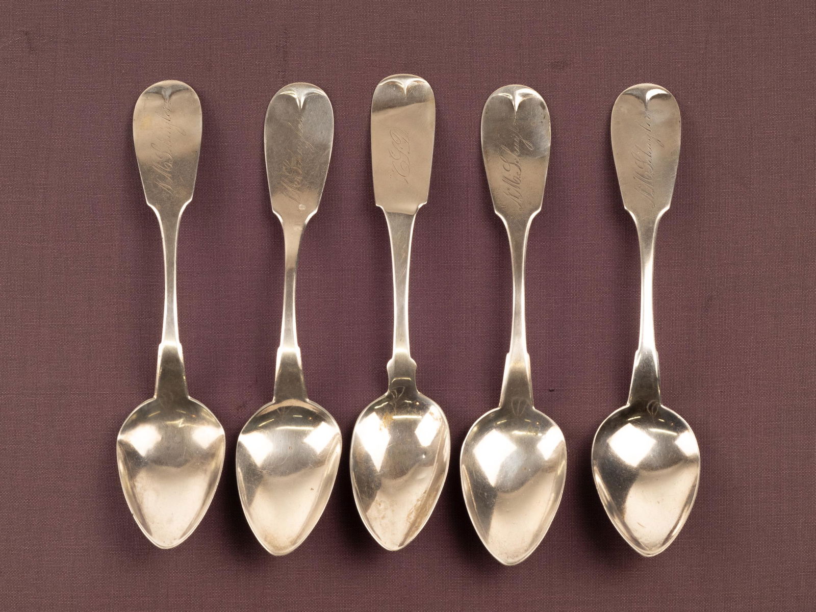 Antique Coin Silver Spoon Lot of 5 Utica NY (1 of 8)