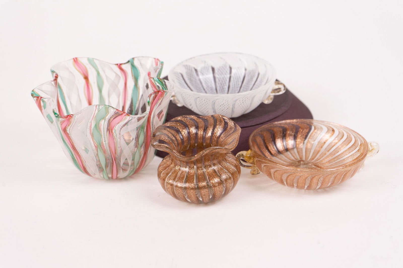 Lot of 4 Small Murano Glass Pieces Latticino (1 of 5)