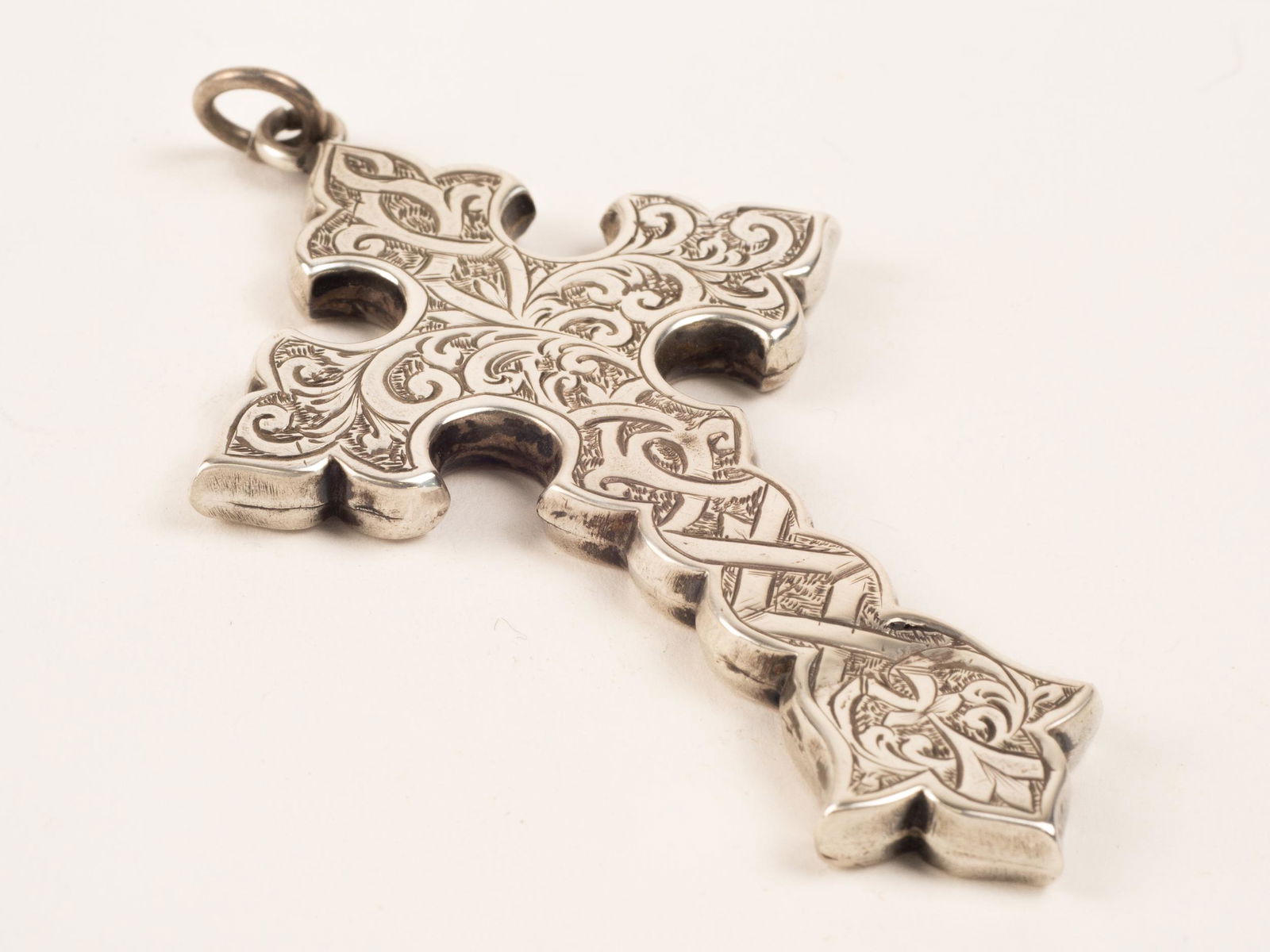 Antique English Silver Cross with Chased Design (1 of 5)