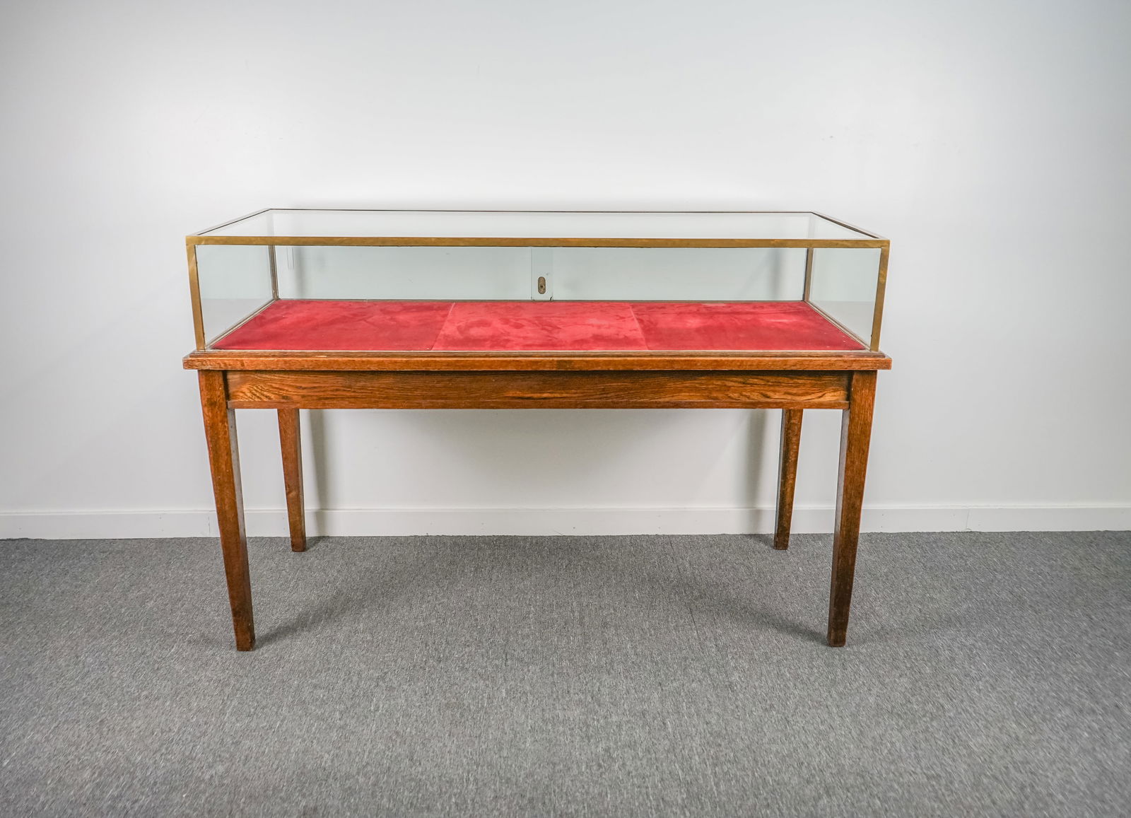 Brass Showcase on Oak Table Base Charles Biele (B) (1 of 11)