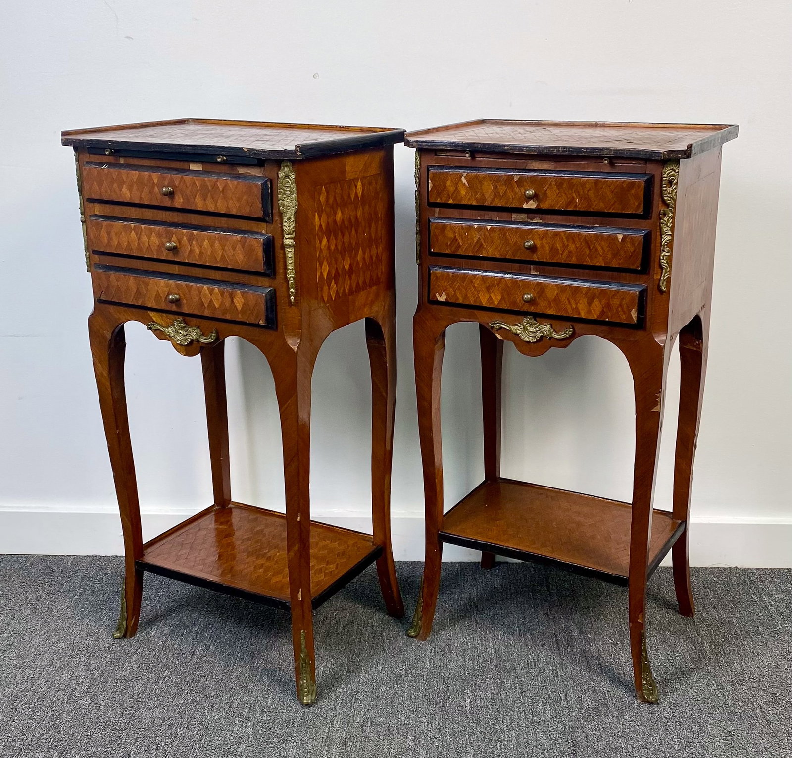 Pair Petite French 3 Drawer Stands (1 of 10)