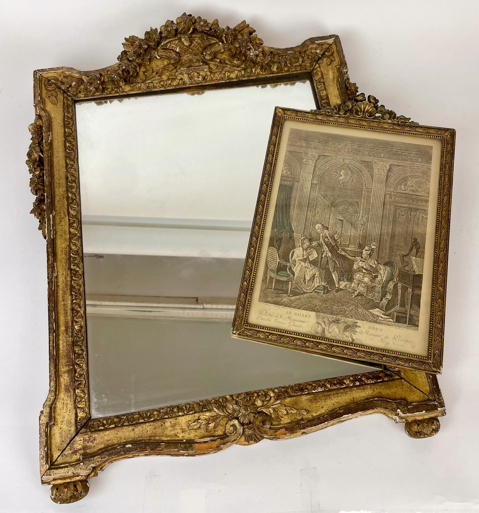 French Gilt Mirror and French Print (1 of 20)