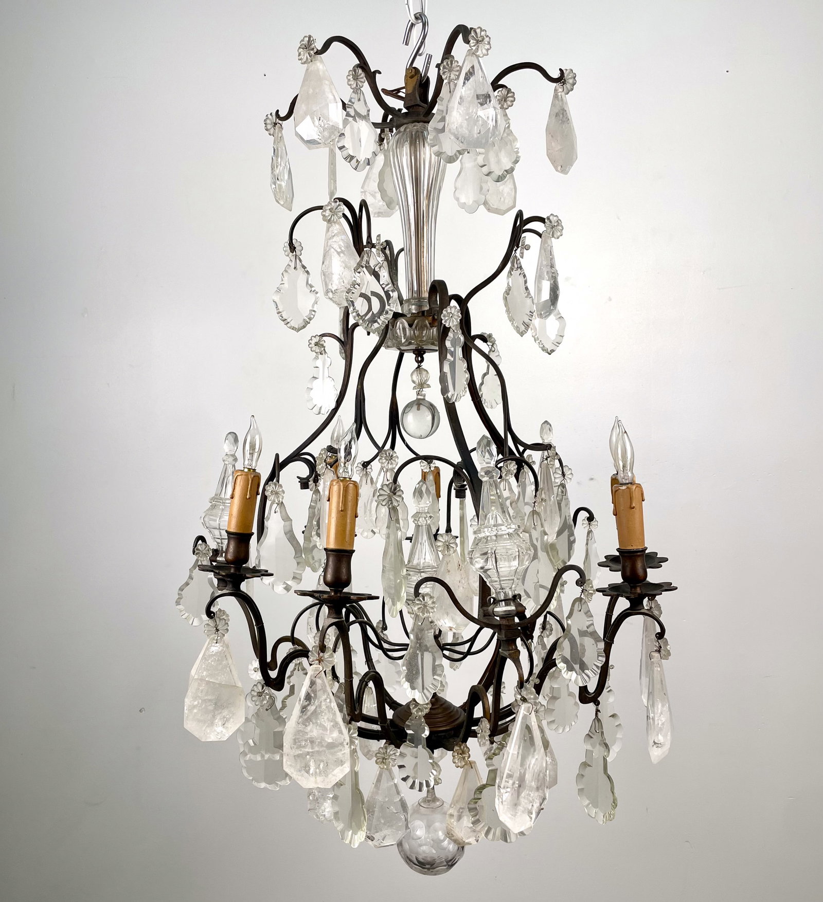 Antique French Rock Crystal Bronze Chandelier (1 of 12)