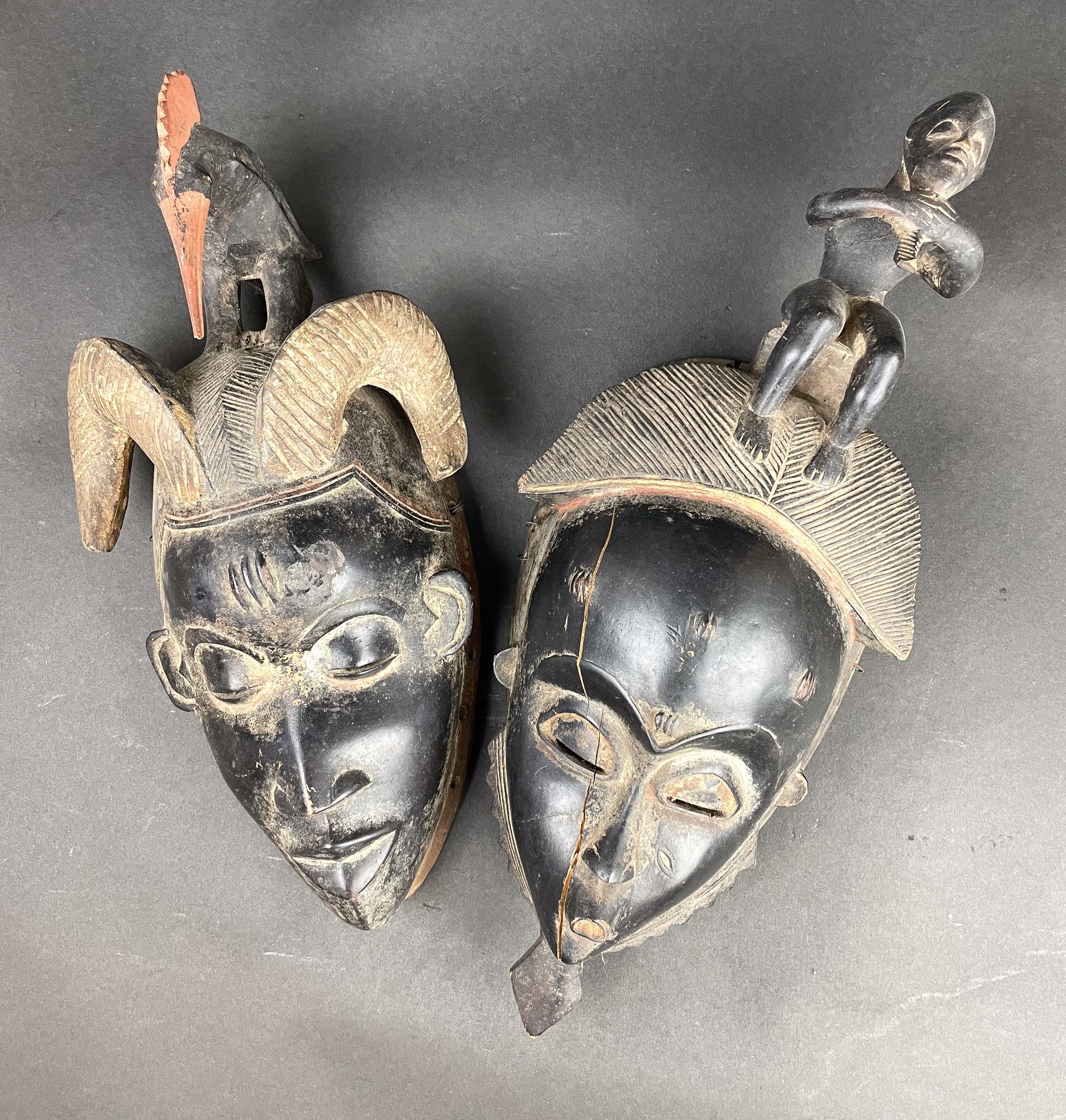 Two Ivory Coast African Yaure Style Masks (1 of 16)