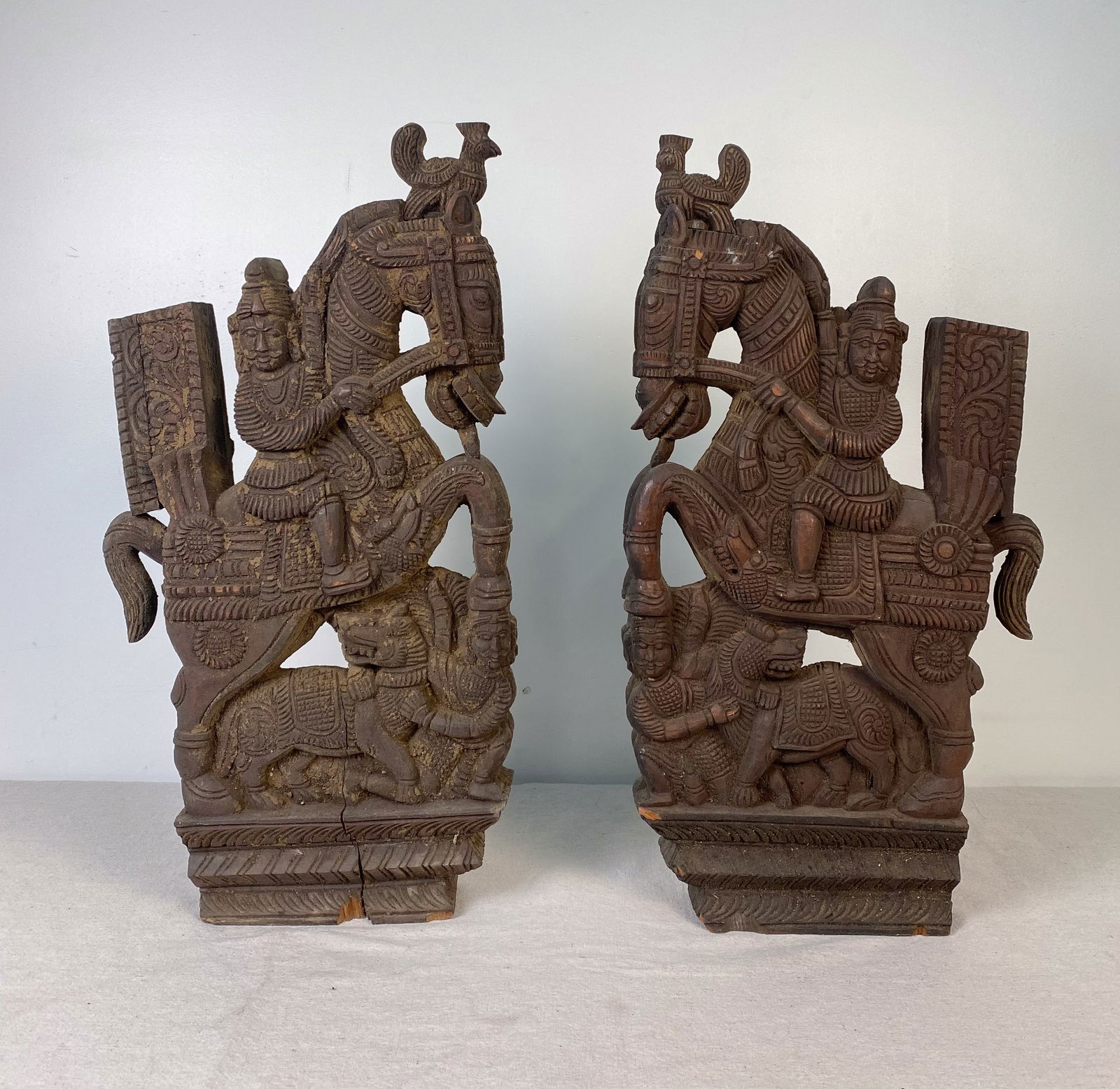 Teak Pair of Architectural Ornaments Ornately Carved (1 of 10)