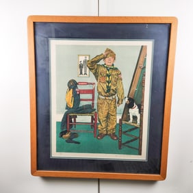 Norman Rockwell Can't Wait Numbered Print in Frame