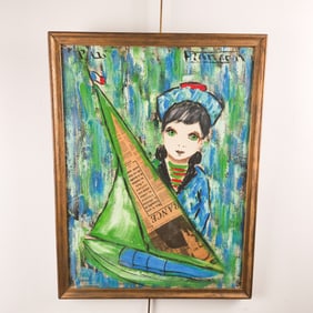 Andre Francois Painting Girl with Sailboat