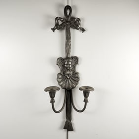 Decorative Pewter Wall Candelabra Large Sconce