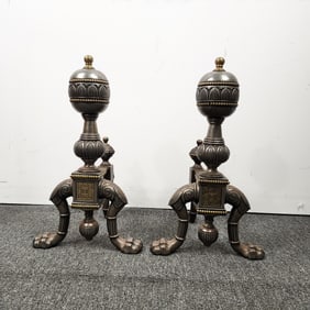 English Andirons Iron and Brass