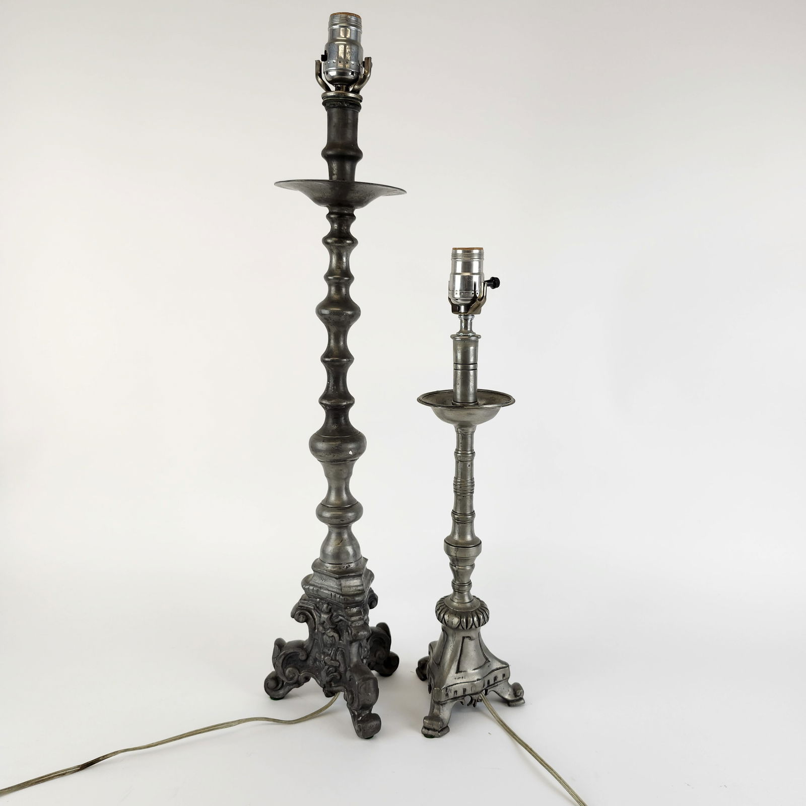 Two Pewter Candlestick Lamps (1 of 7)
