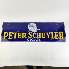 Peter Schuyler Cigar Antique Enamel Sign