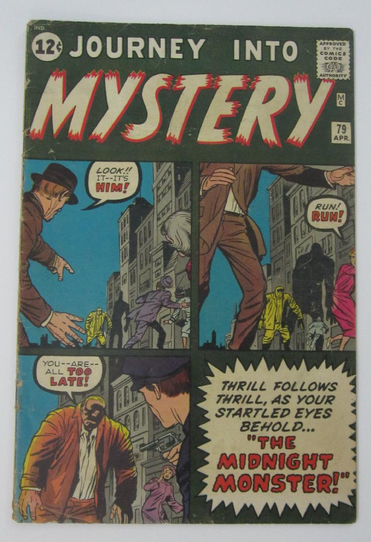 Journey Into Mystery #79 (Apr 1962, Marvel) Jack Kirby: G/VG 3.0 Spine wear including staple tears and stress lines with color break. One inch spine split at bottom. Off-white pages. Jack Kirby art.