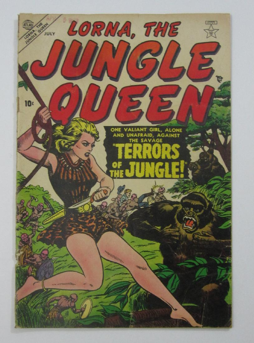 Lorna, The Jungle Queen #1 (Jul 1953, Atlas): Good 2.0 Cover is detached. 2 inch spine split at bottom. Off-white to white pages. Golden Age.