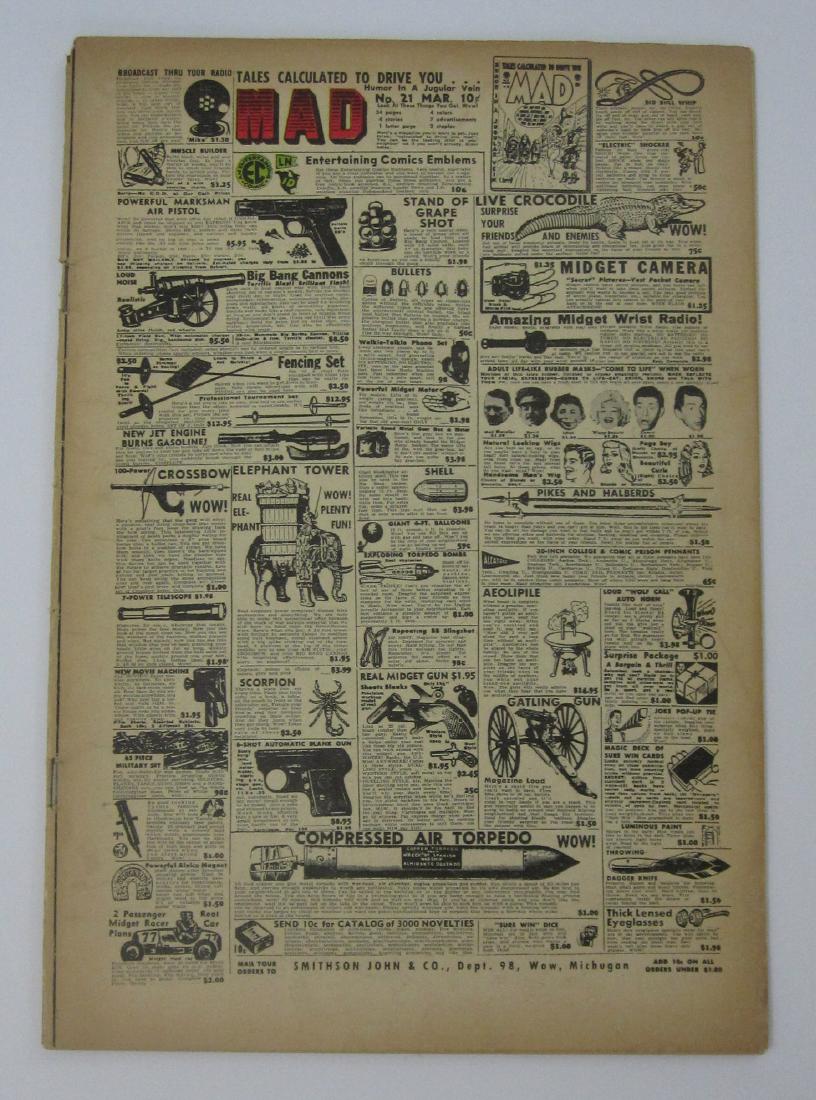 Mad #21 (Mar 1955, EC) Wally Wood art: VG+ 4.5 Spine wear including staple tears and stress lines. Cream to off-white pages. Wally Wood art. Golden Age.