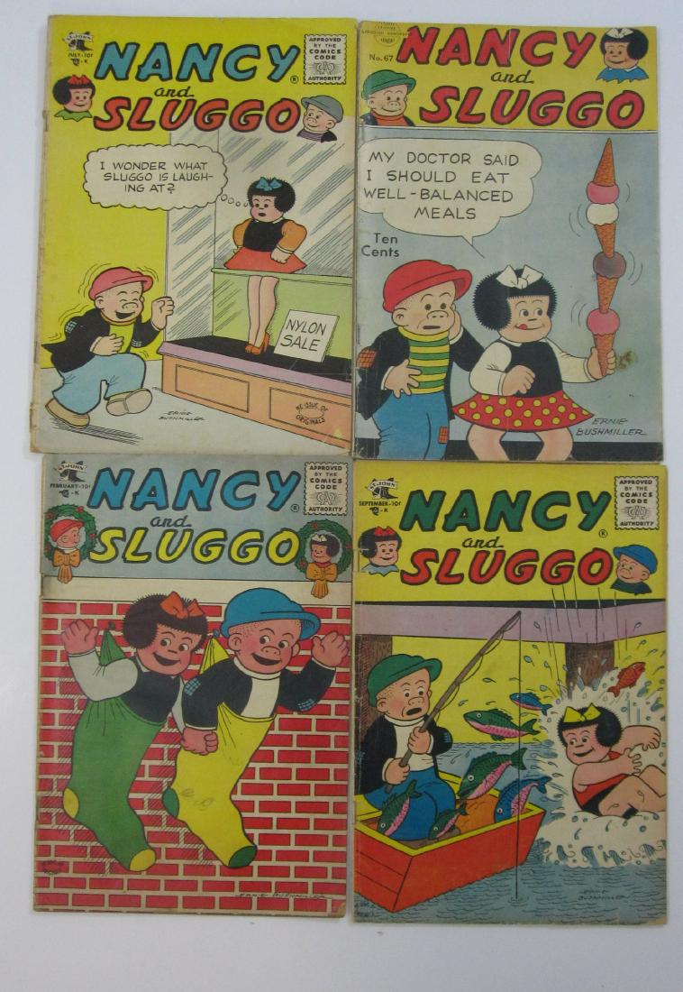 Nancy and Sluggo #67, 134, 136 & 141: Golden Age series. #67 Good 2.0. #134, 136 & 141 VG 4.0.