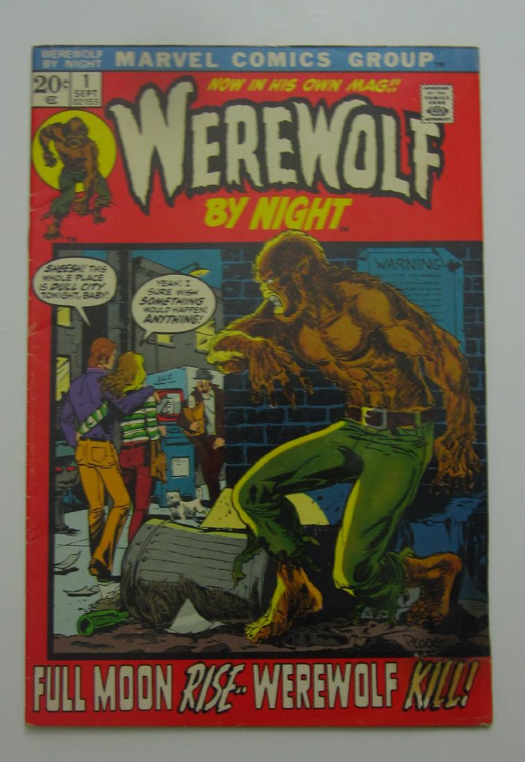 Werewolf By Night (Marvel) #1 Mike Ploog art: VG 4.0 Spine wear including staple tears and stress lines with color break. Tape inside cover to repair one inch tear. Mike Ploog art