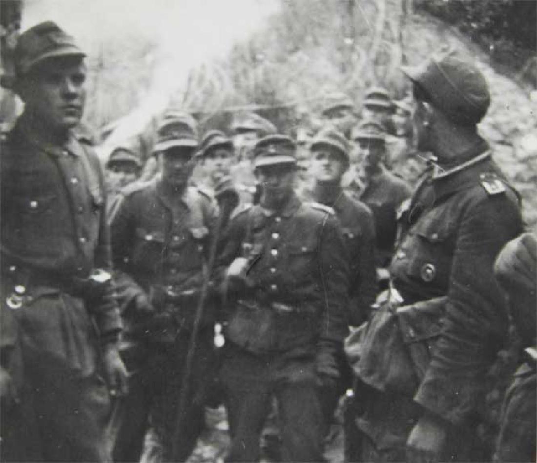 Photo of Russian volunteer soldiers from ROA with: For your consideration is the rare WWII photo of German volunteer soldiers from ROA. Extremely rare photo. Combined shipping is available. Our Buyer's Premium is low - only 19%. NO RESERVE auction !!