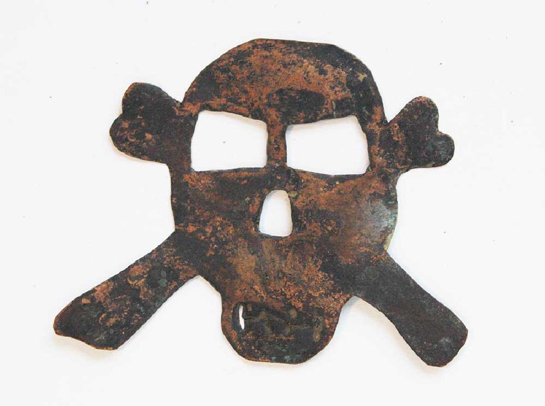 Original German WW2 Badge Skull & Bones, Trench Art: For your consideration here is the Original Rare German WW2 Aluminum Badge with Skull and Bones for Helmet, Trench Art. Size is 65 x 51 mm (2.56 x 2 inches). Very attractive and collectible item. We a