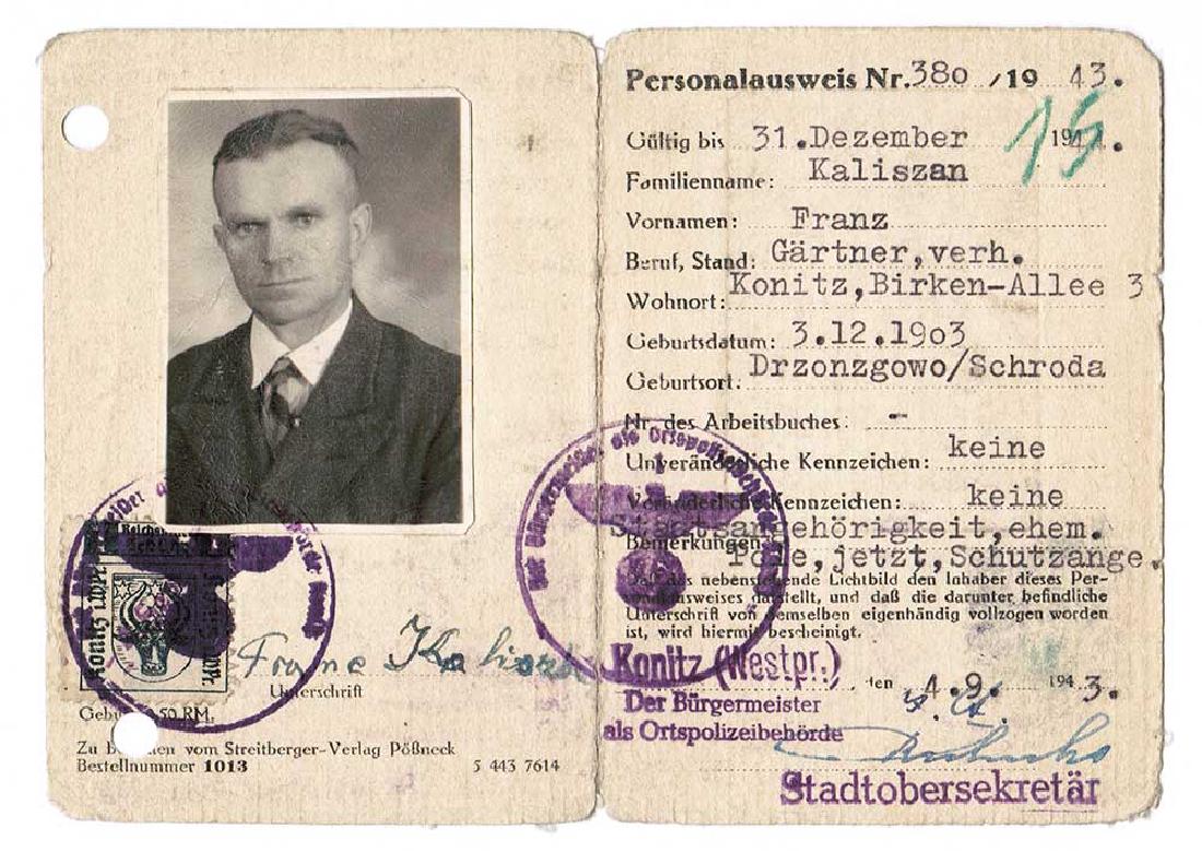 German WW2 Ausweis ID for Polish, 1943 (1 of 7)