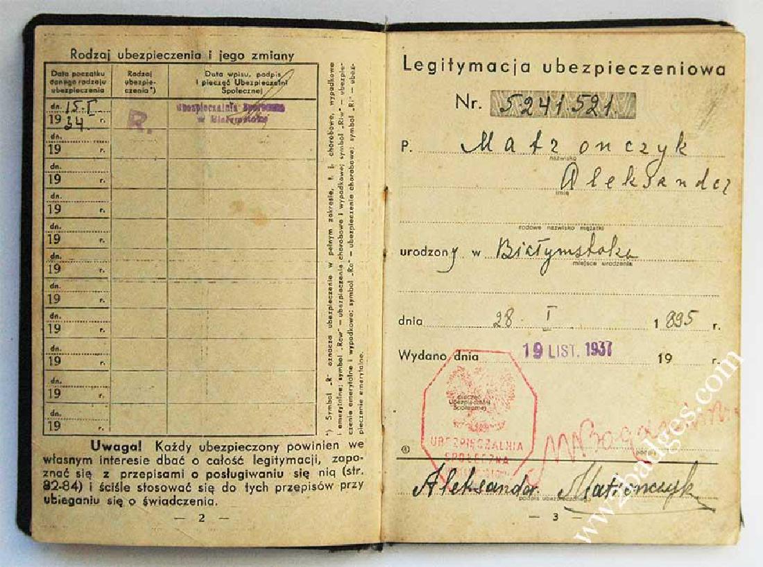 Polish WW2 passport ID with photo, stamped (1 of 9)